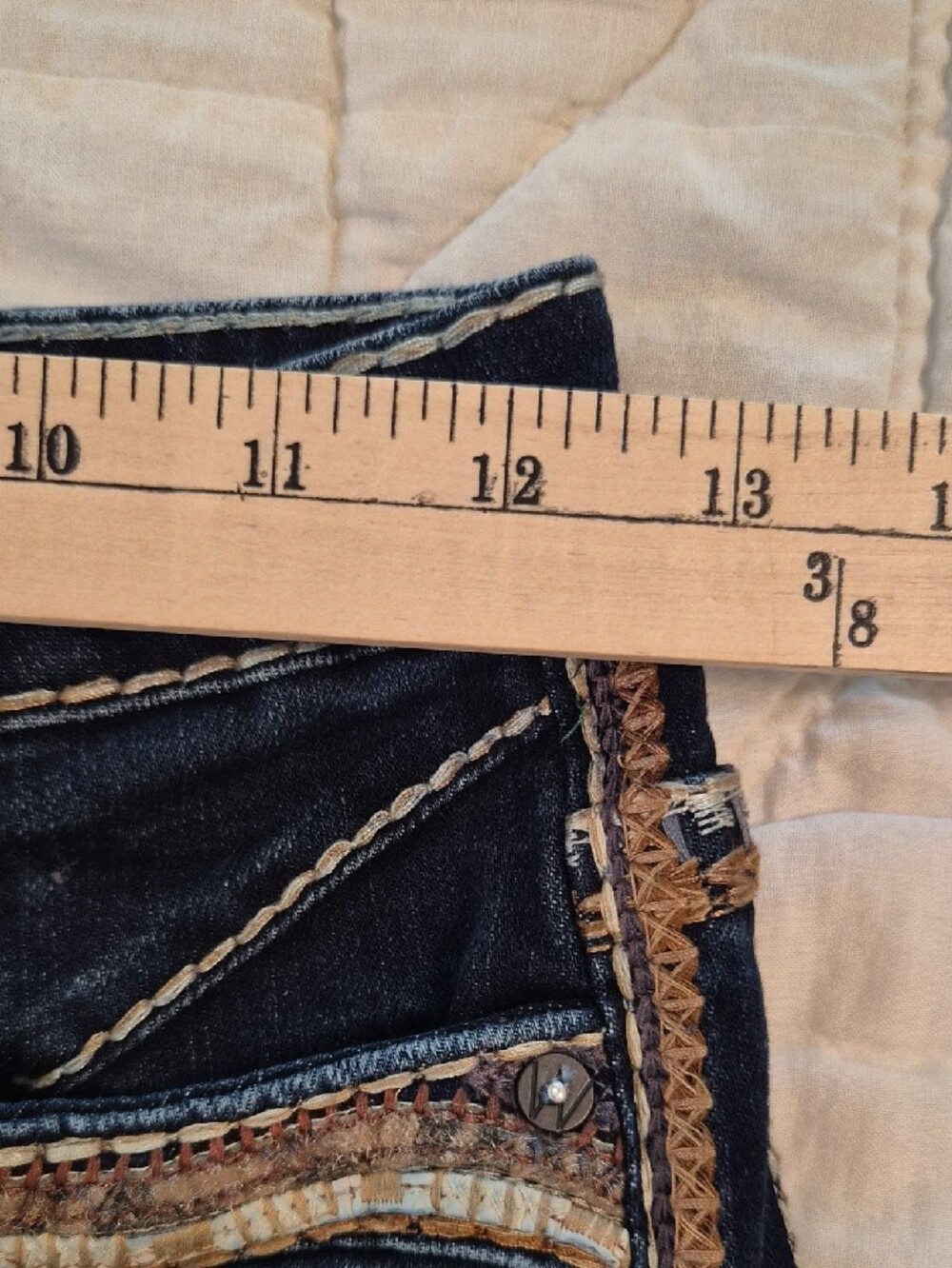 Western Blue Embroidered Original Syle Jeans - Size Junior 12 - Picture 5 of 13